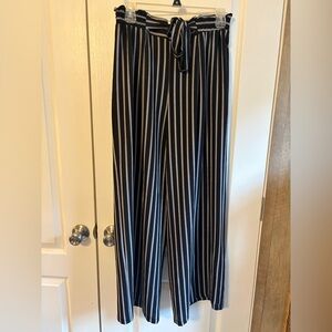 A. Byer Black and White Striped Wide Leg Pants
